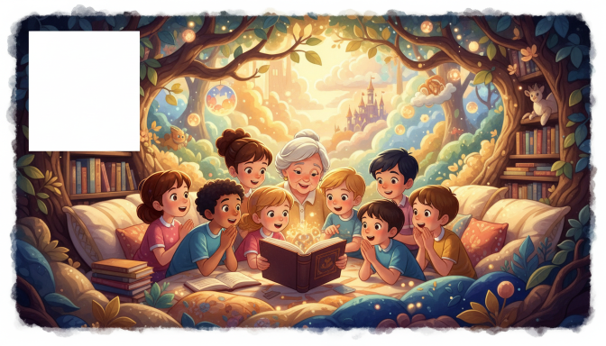 Děti se smějí a sdílejí knihu – ilustrace k článku o přátelství v dětské literatuře